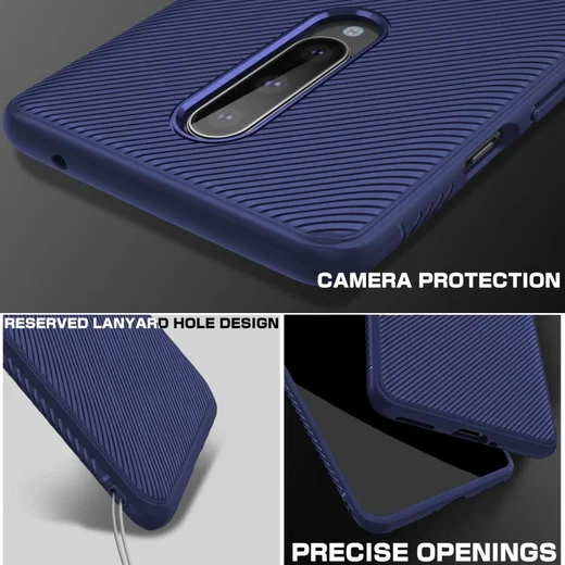 OnePlus 8 Twill Slim Texture TPU Hoesje Blauw afbeelding 8