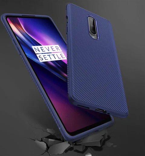 OnePlus 8 Twill Slim Texture TPU Hoesje Blauw afbeelding 5