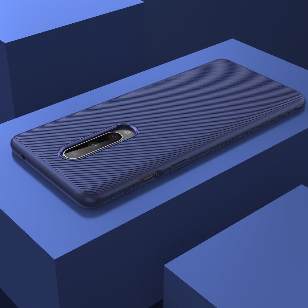 OnePlus 8 Twill Slim Texture TPU Hoesje Blauw afbeelding 6