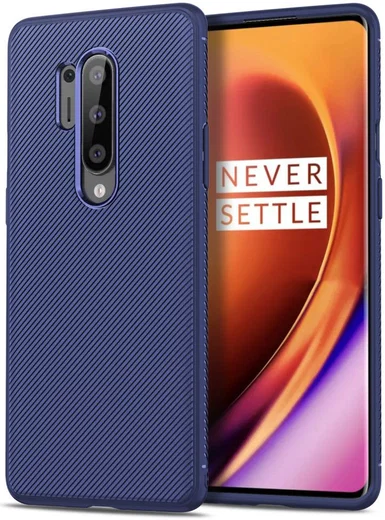 OnePlus 8 Pro Twill Slim Texture TPU Hoesje Blauw afbeelding 1