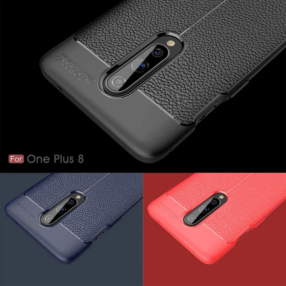 OnePlus 8 Hoesje TPU Leer Design Rood afbeelding 4