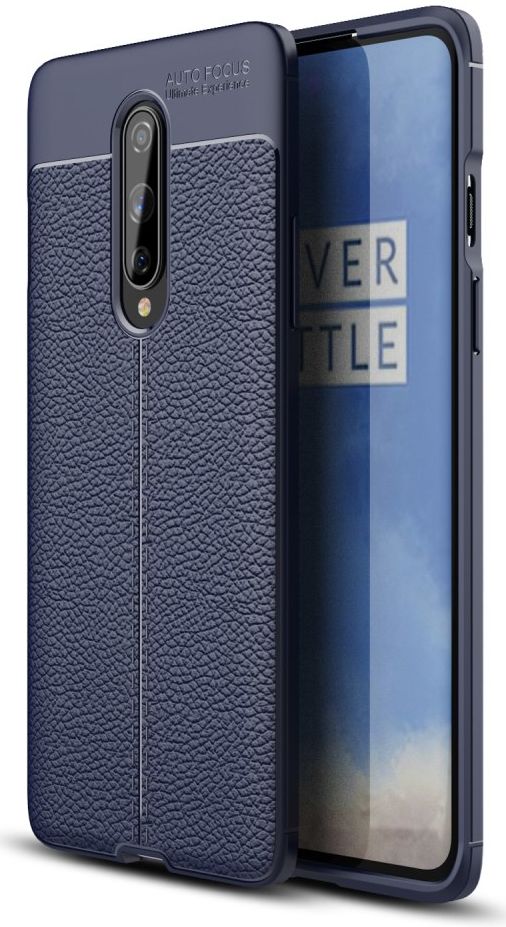 OnePlus 8 Hoesje TPU Leer Design Blauw afbeelding 1