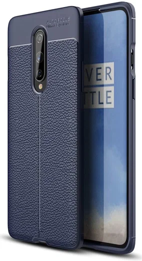OnePlus 8 Hoesje TPU Leer Design Blauw afbeelding 1