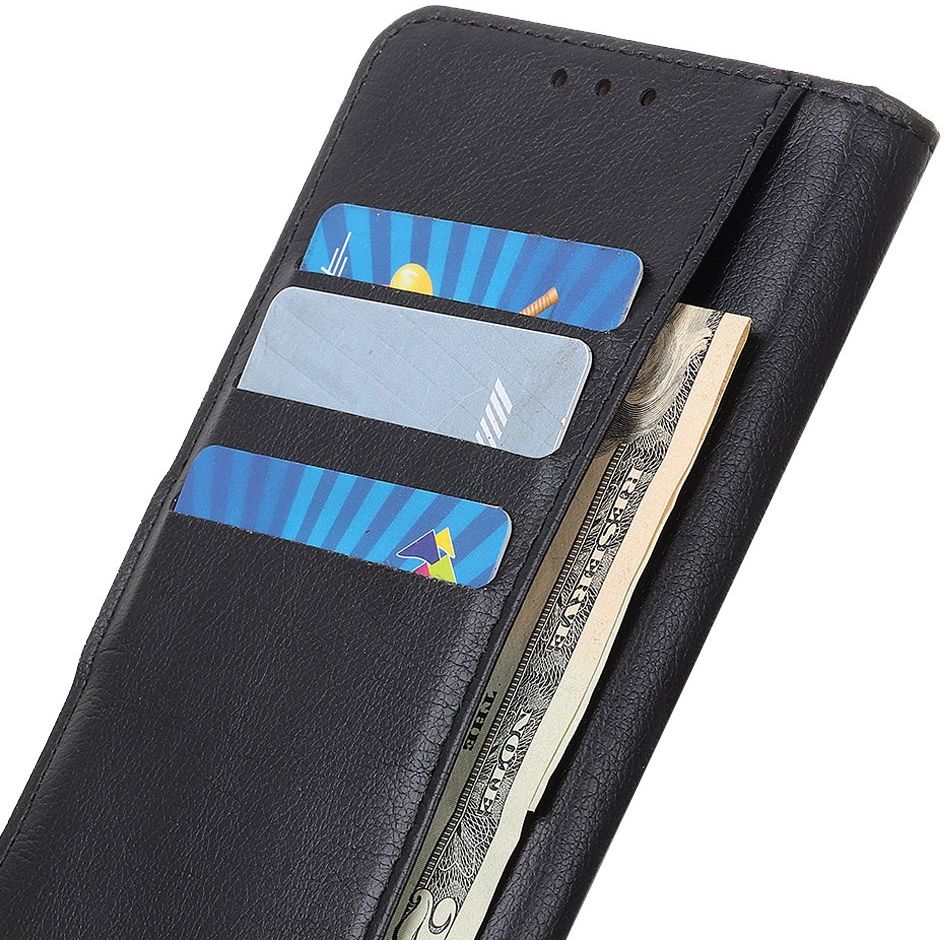 OnePlus 8 Litchi Skin Portemonnee Hoesje Zwart afbeelding 4