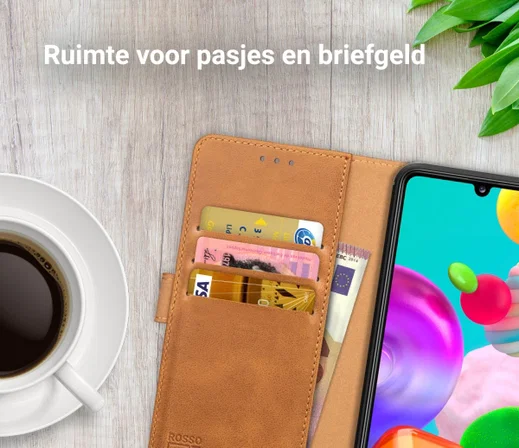 Rosso Element Samsung Galaxy A41 Hoesje Book Cover Lichtbruin afbeelding 9