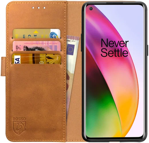 Rosso Element OnePlus 8 Hoesje Book Cover Lichtbruin afbeelding 1