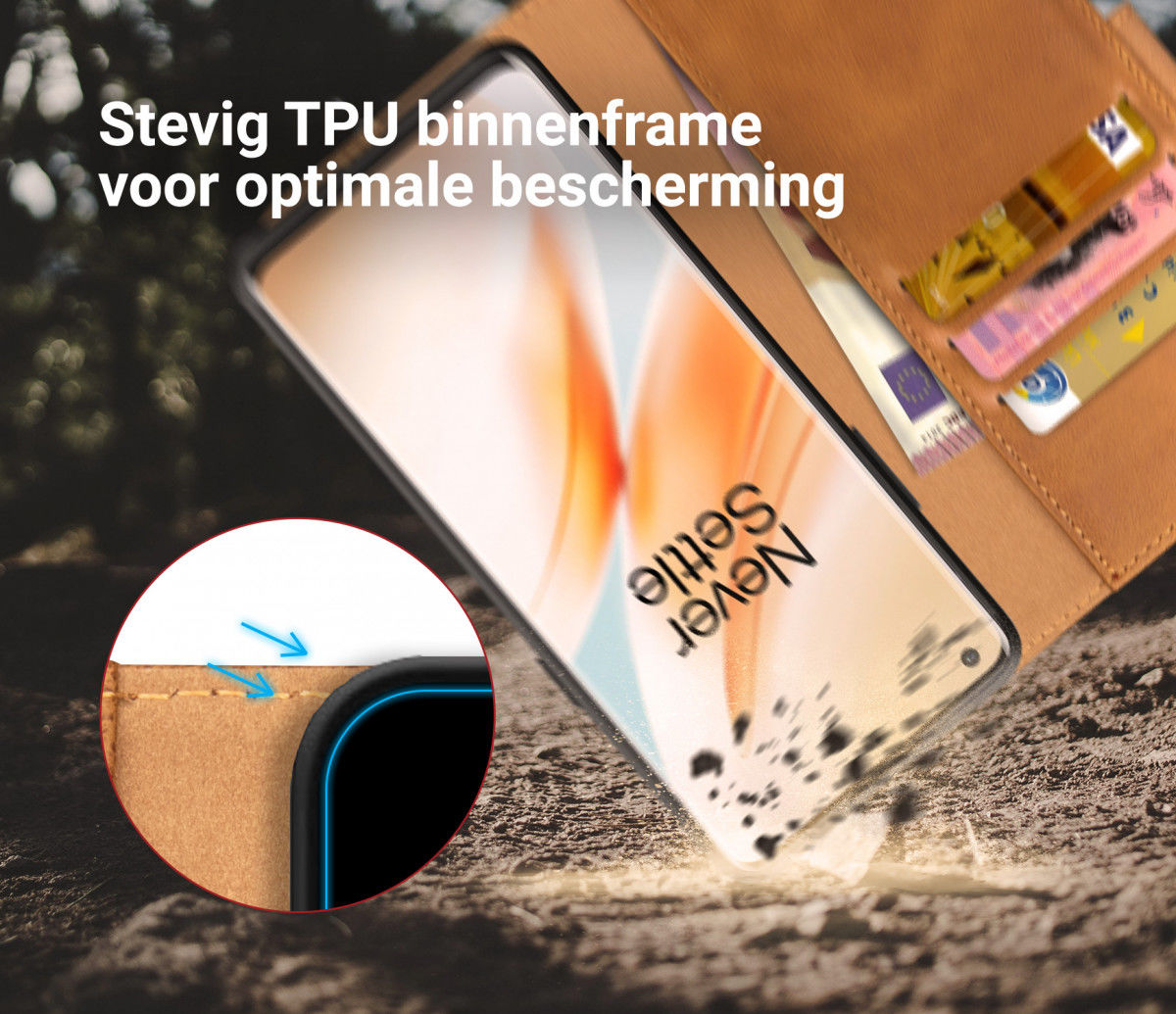 Rosso Element OnePlus 8 Pro Hoesje Book Cover Lichtbruin afbeelding 6