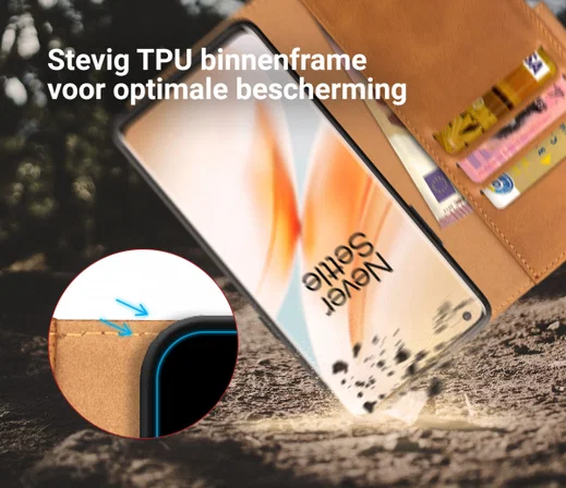 Rosso Element OnePlus 8 Pro Hoesje Book Cover Lichtbruin afbeelding 6