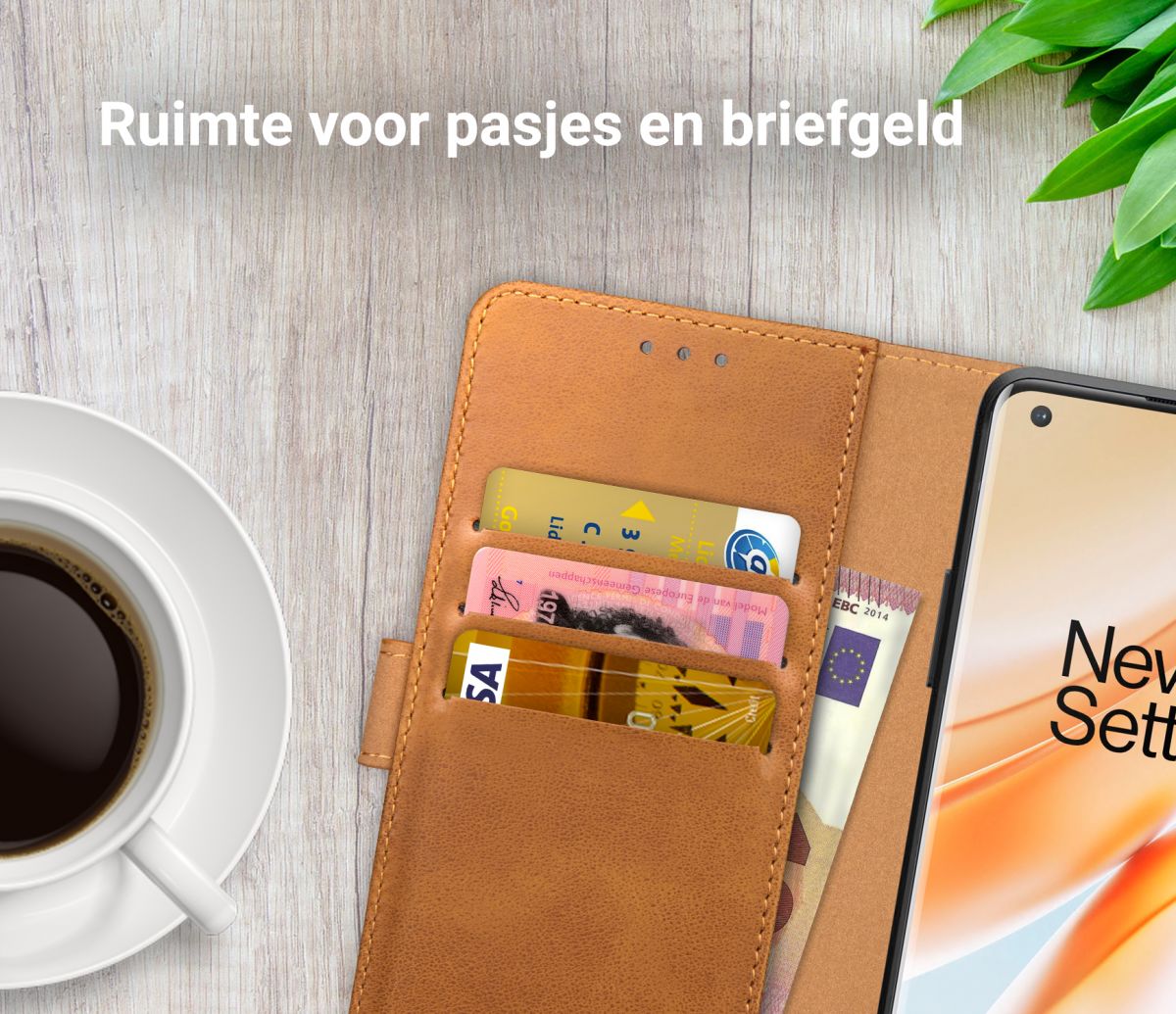 Rosso Element OnePlus 8 Pro Hoesje Book Cover Lichtbruin afbeelding 9