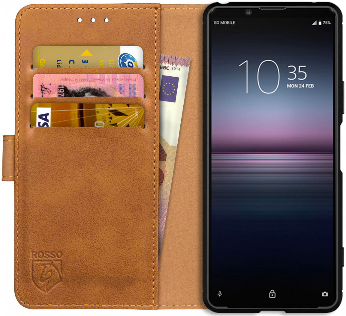 Rosso Element Sony Xperia 1 II Hoesje Book Cover Lichtbruin afbeelding 1
