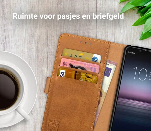 Rosso Element Sony Xperia 1 II Hoesje Book Cover Lichtbruin afbeelding 9
