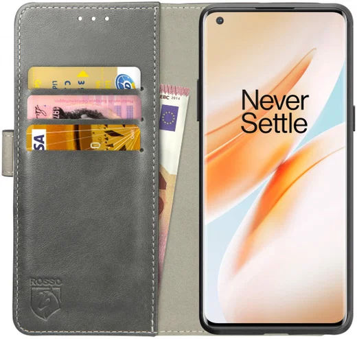 Rosso Element OnePlus 8 Pro Hoesje Book Cover Grijs afbeelding 1