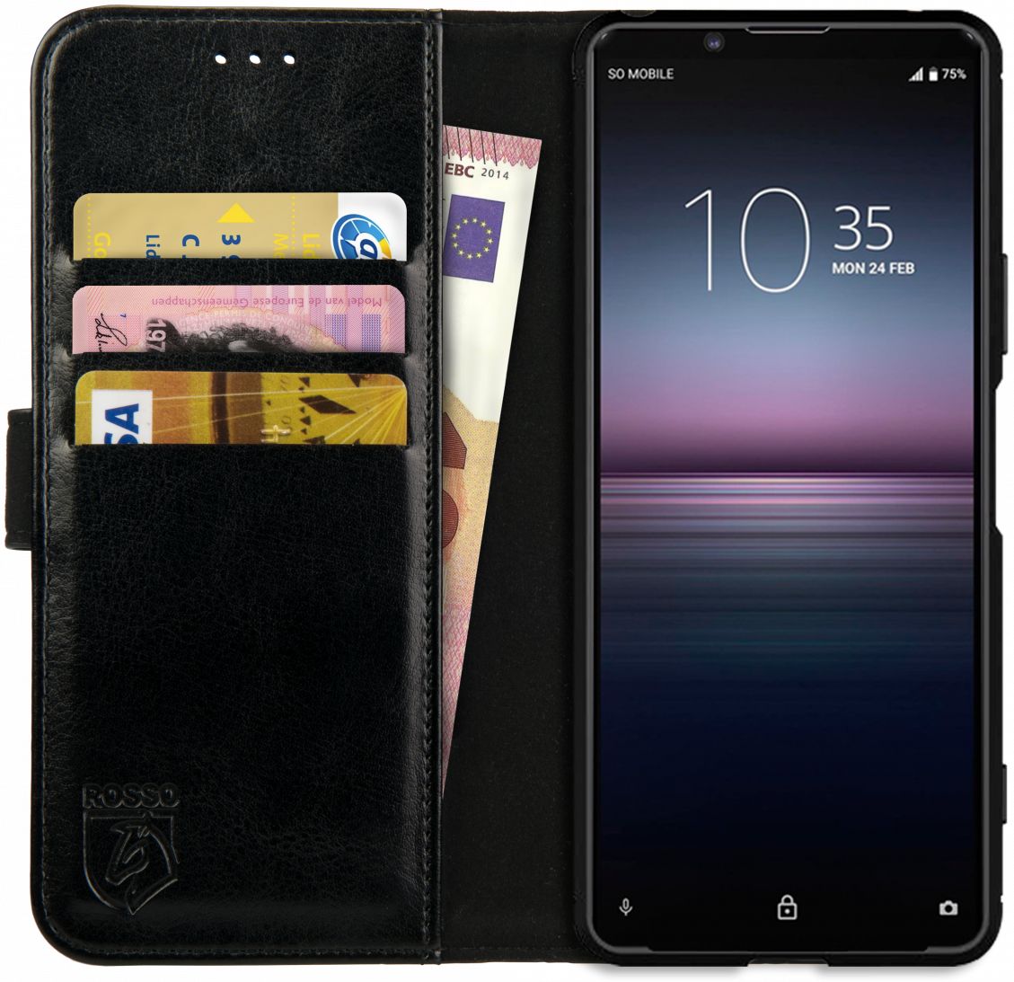 Rosso Element Sony Xperia 1 II Hoesje Book Cover Zwart afbeelding 1