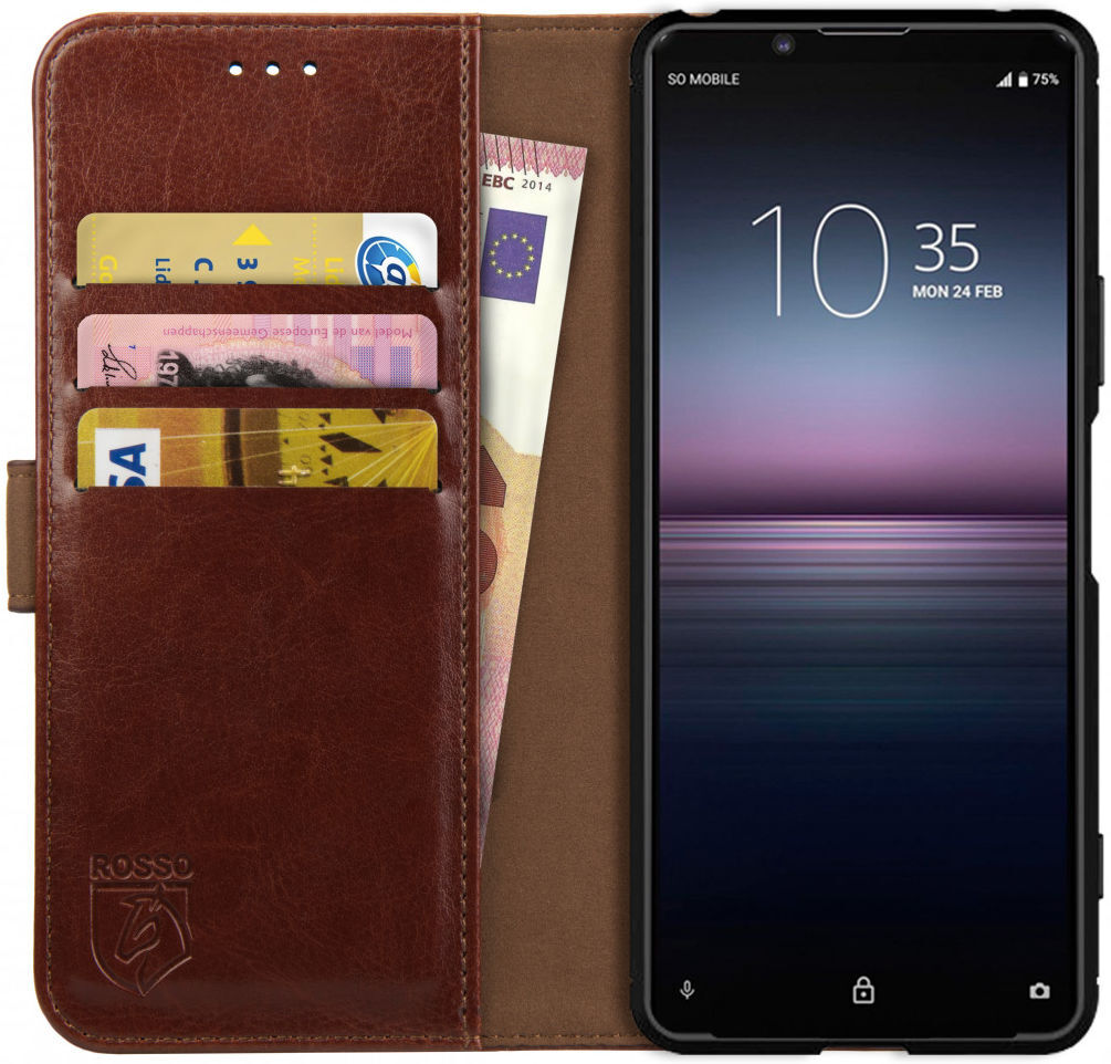 Rosso Element Sony Xperia 1 II Hoesje Book Cover Bruin afbeelding 1