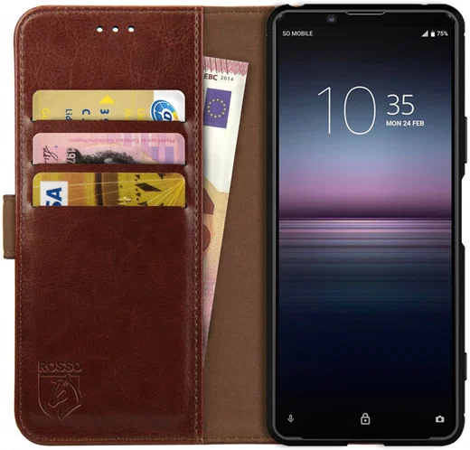 Rosso Element Sony Xperia 1 II Hoesje Book Cover Bruin afbeelding 1