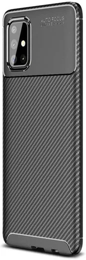 Samsung Galaxy A41 Hoesje Geborsteld Carbon Zwart afbeelding 1