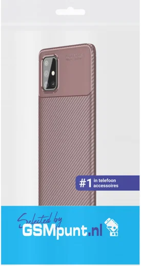 Samsung Galaxy A41 Hoesje Geborsteld Carbon Bruin afbeelding 3