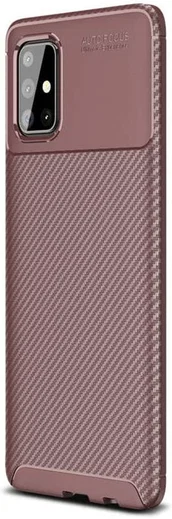 Samsung Galaxy A41 Hoesje Geborsteld Carbon Bruin afbeelding 1