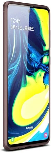 Samsung Galaxy A41 Hoesje Geborsteld Carbon Bruin afbeelding 4