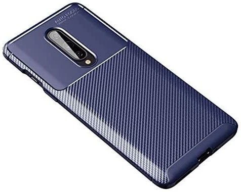 OnePlus 8 Siliconen Carbon Hoesje Blauw afbeelding 1