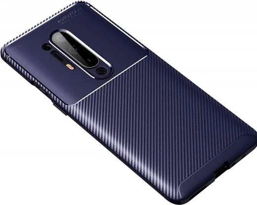 OnePlus 8 Pro Siliconen Carbon Hoesje Blauw afbeelding 1