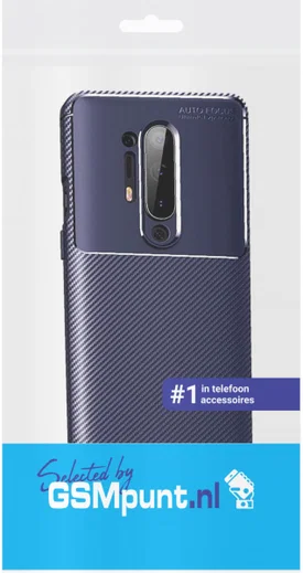 OnePlus 8 Pro Siliconen Carbon Hoesje Blauw afbeelding 2