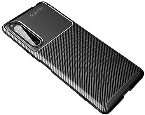 Sony Xperia 1 II Hoesje Siliconen Carbon TPU Back Cover Zwart afbeelding 1