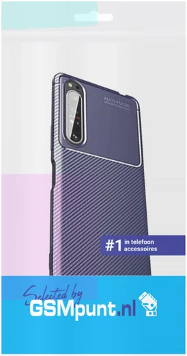 Sony Xperia 1 II Hoesje Siliconen Carbon TPU Back Cover Blauw afbeelding 2