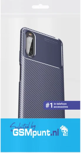 Sony Xperia 10 II Siliconen Carbon Hoesje Blauw afbeelding 3