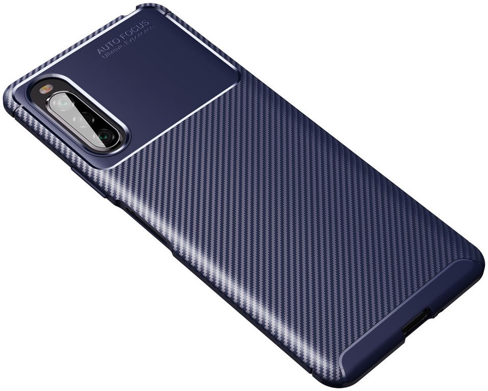 Sony Xperia 10 II Siliconen Carbon Hoesje Blauw afbeelding 1