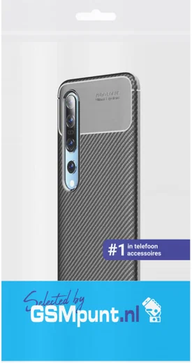Xiaomi Mi 10 (Pro) Siliconen Carbon Hoesje Zwart afbeelding 2