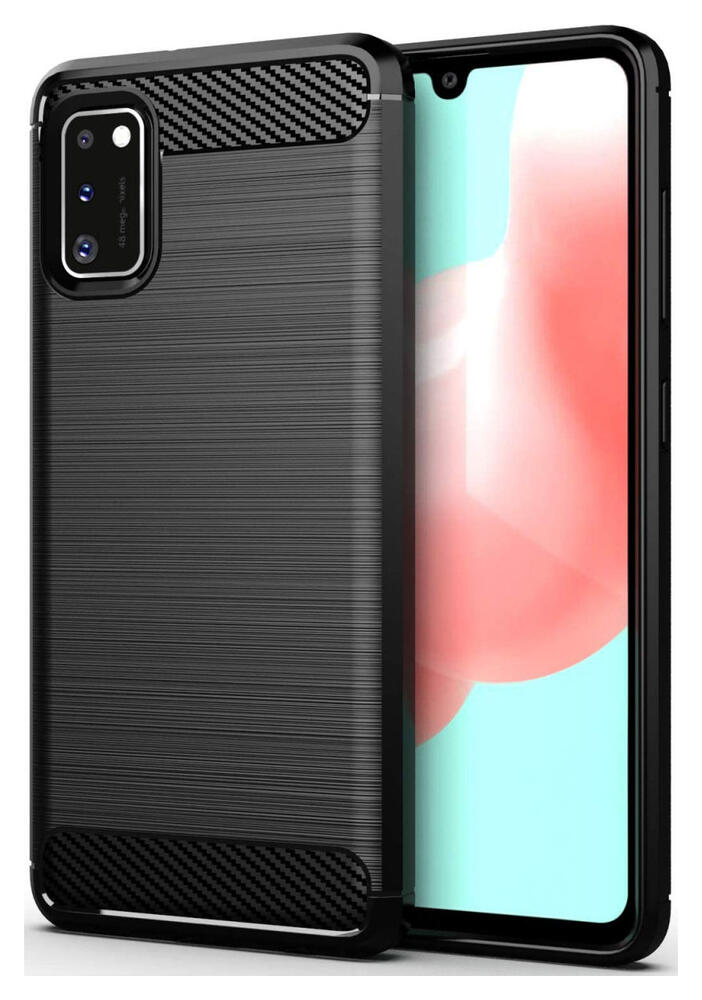Samsung Galaxy A41 Geborsteld TPU Hoesje Zwart afbeelding 1