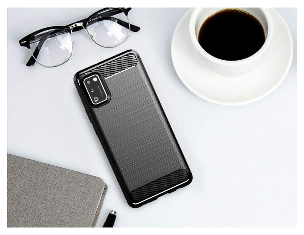 Samsung Galaxy A41 Geborsteld TPU Hoesje Zwart afbeelding 3