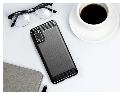 Samsung Galaxy A41 Geborsteld TPU Hoesje Zwart afbeelding 3