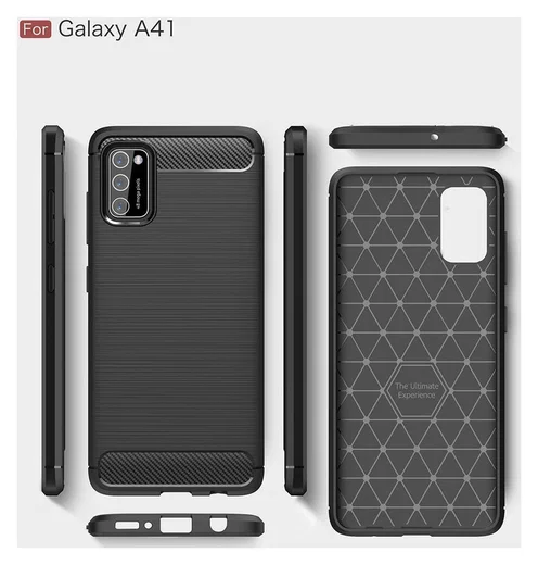 Samsung Galaxy A41 Geborsteld TPU Hoesje Zwart afbeelding 9