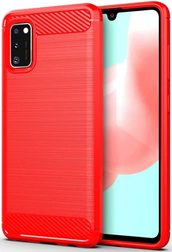 Samsung Galaxy A41 Geborsteld TPU Hoesje Rood afbeelding 1