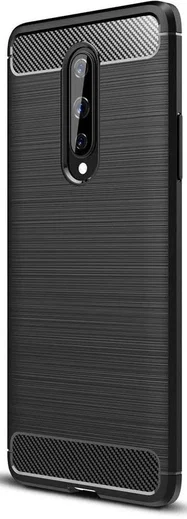 OnePlus 8 Hoesje Geborsteld TPU Flexibele Back Cover Zwart afbeelding 3