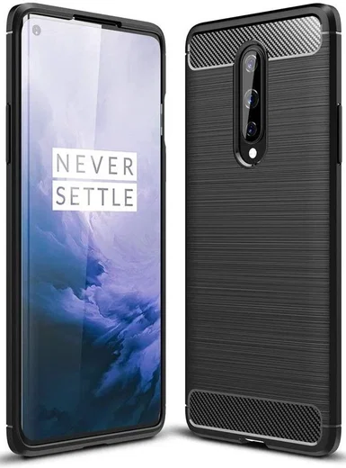 OnePlus 8 Hoesje Geborsteld TPU Flexibele Back Cover Zwart afbeelding 1
