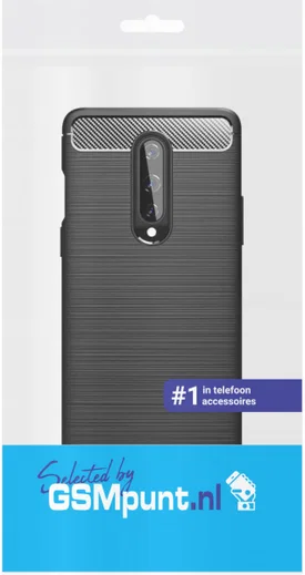 OnePlus 8 Hoesje Geborsteld TPU Flexibele Back Cover Zwart afbeelding 2