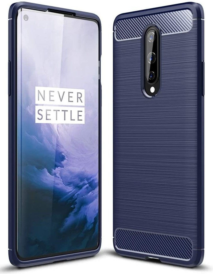 OnePlus 8 Hoesje Geborsteld TPU Flexibele Back Cover Blauw afbeelding 4