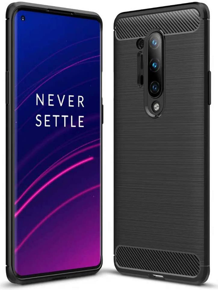 OnePlus 8 Pro Geborsteld TPU Hoesje Zwart afbeelding 1