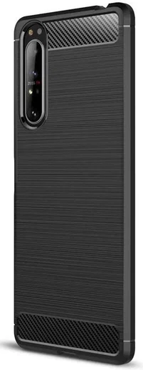 Sony Xperia 1 II Geborsteld TPU Hoesje Zwart afbeelding 1