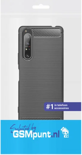 Sony Xperia 1 II Geborsteld TPU Hoesje Zwart afbeelding 3
