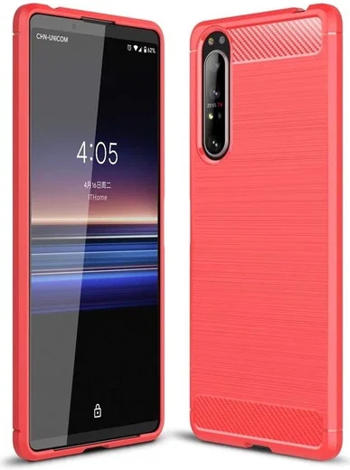 Sony Xperia 1 II Geborsteld TPU Hoesje Rood afbeelding 4