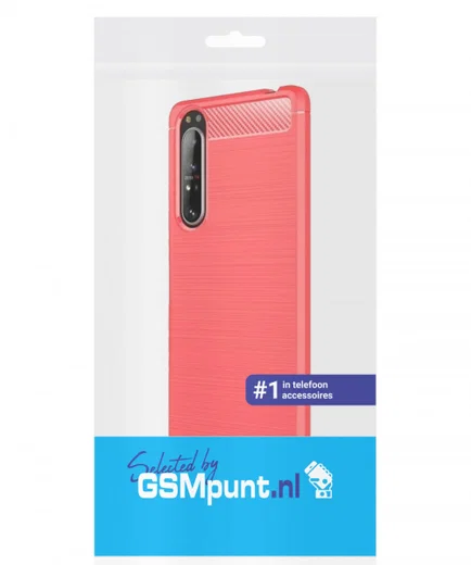 Sony Xperia 1 II Geborsteld TPU Hoesje Rood afbeelding 2