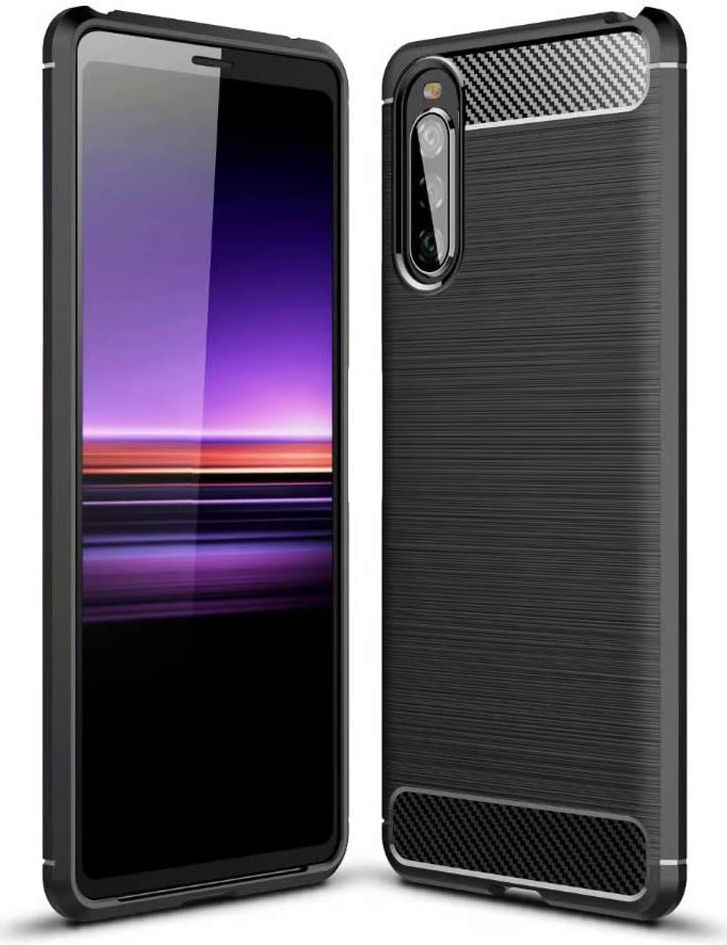Sony Xperia 10 II Geborsteld TPU Hoesje Zwart afbeelding 4