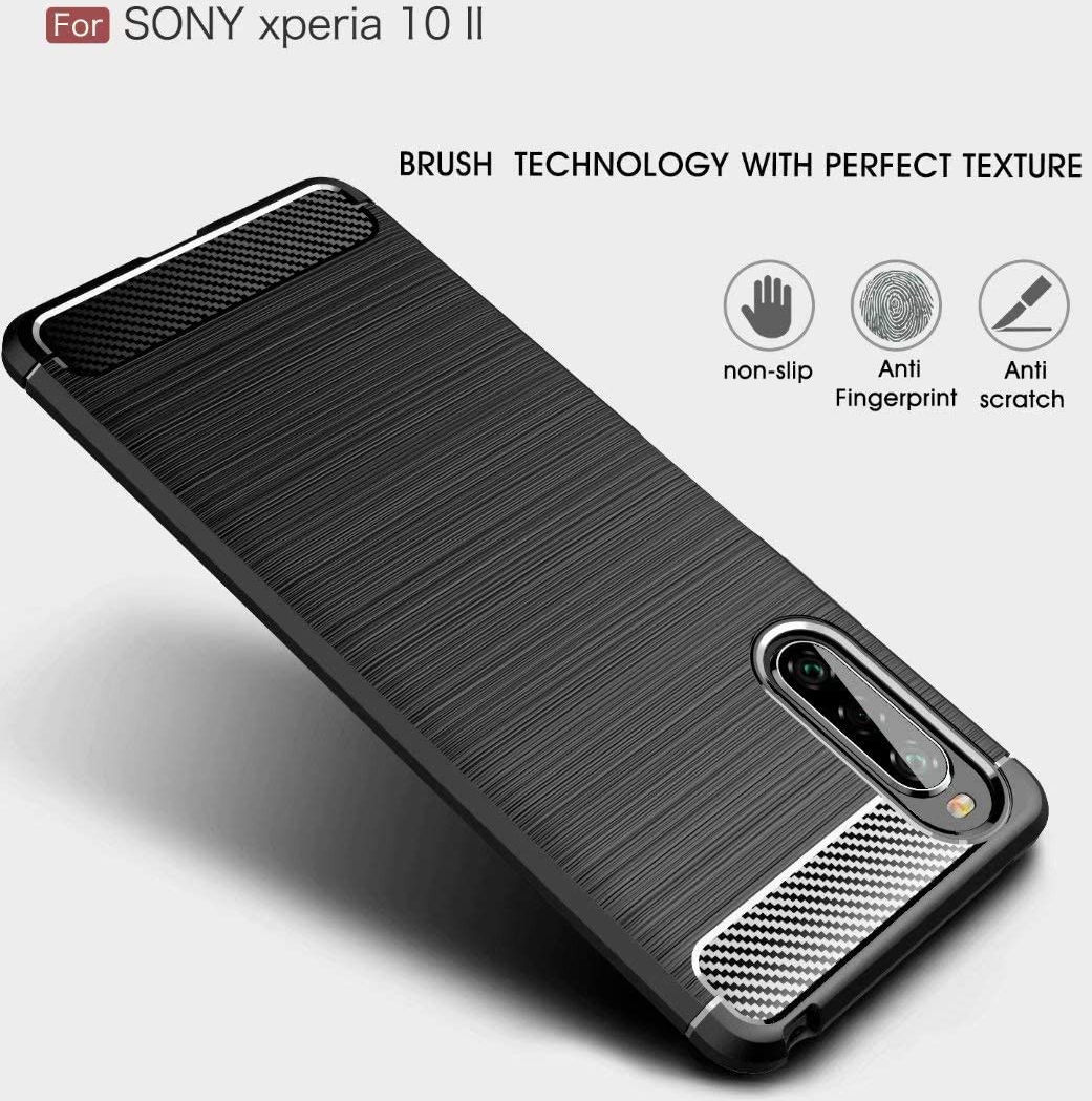 Sony Xperia 10 II Geborsteld TPU Hoesje Zwart afbeelding 9