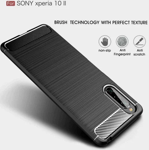 Sony Xperia 10 II Geborsteld TPU Hoesje Zwart afbeelding 9