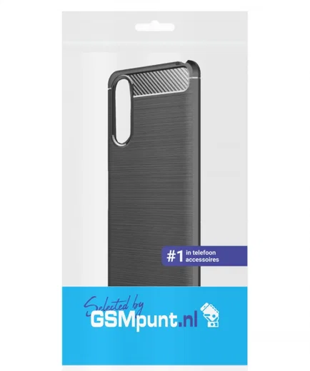 Sony Xperia 10 II Geborsteld TPU Hoesje Zwart afbeelding 2