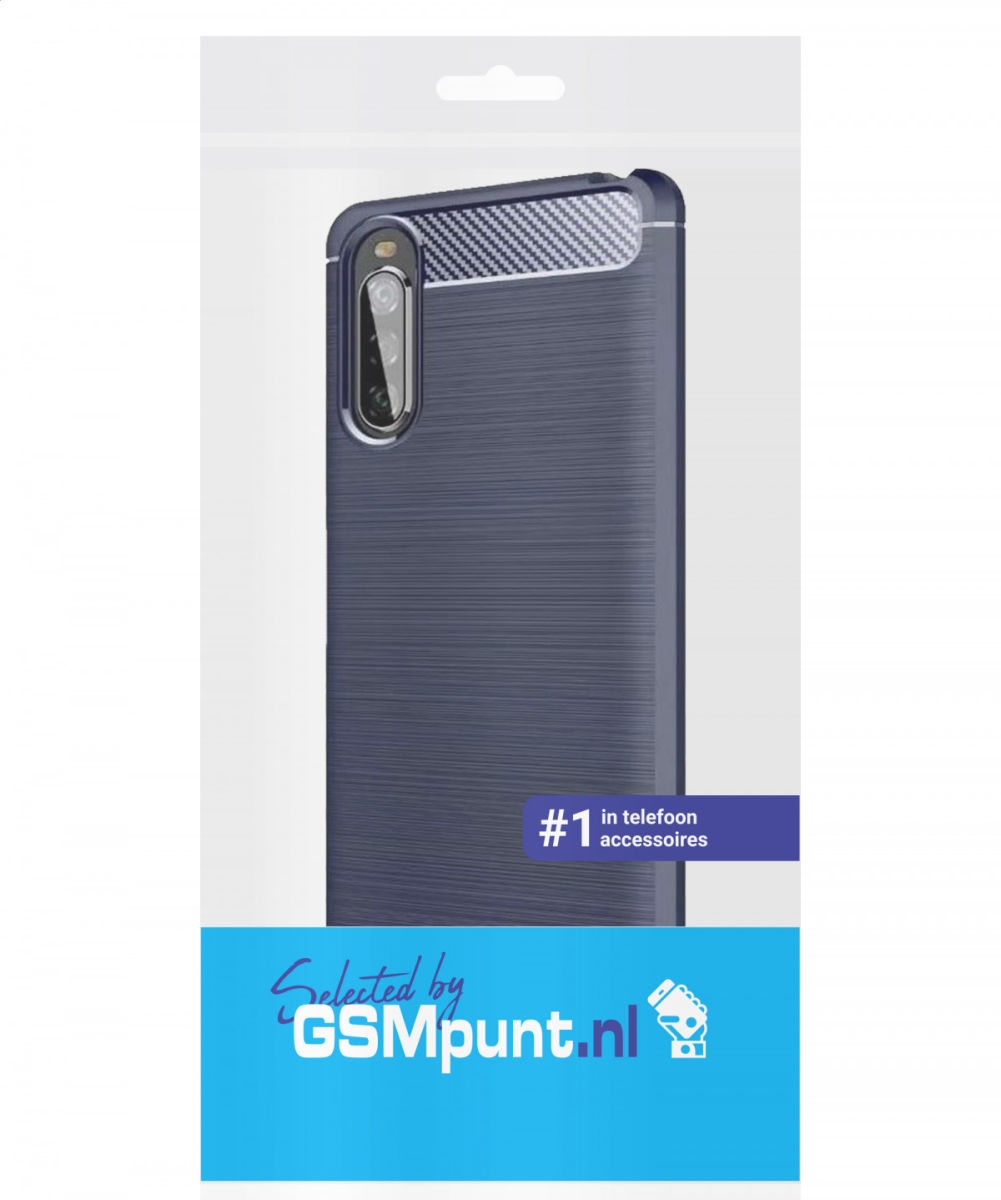 Sony Xperia 10 II Geborsteld TPU Hoesje Blauw afbeelding 2